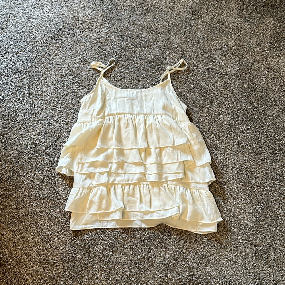 Who What Wear Cream Ruffle Top